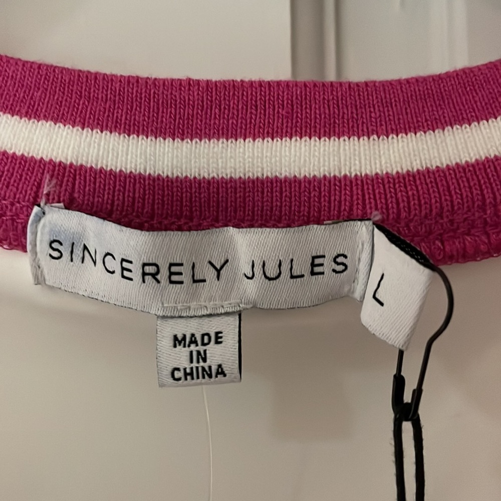 NWT sincerely jules white & pink trim v-neck active tennis golf dress size large - Picture 4 of 6